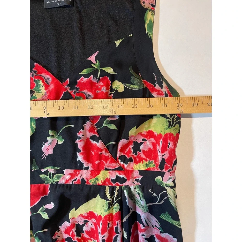 AS Atmosphere Studio Floral Sleeveless Midi Dress Black Red Pink Womens 16